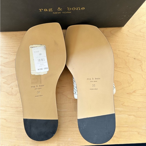 NEW Rag & Bone Ava Ivory Woven Leather Sandals Size 6 - Picture 2 of 9